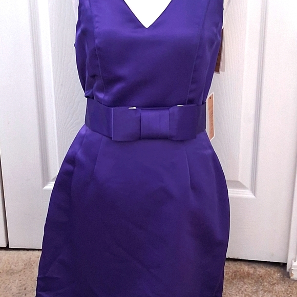 NWT Nue By Designer Shani Plum Satin Sleeveless Formal Dress  Size 10 - Picture 1 of 16